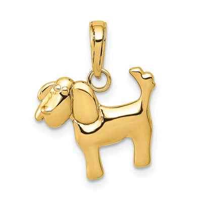 14K Polished Dog Charm, 16.2 x 15mm