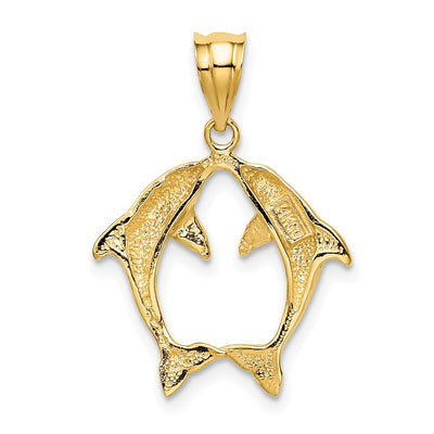 14K Two Dolphins Pendant