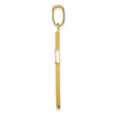 14K White Gold/Rhodium Polished Cross Pendant
