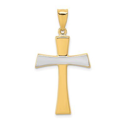 14K White Gold/Rhodium Polished Cross Pendant