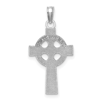 14K White Gold Celtic Cross Pendant, 27 x 13mm