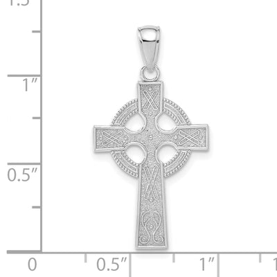 14K White Gold Celtic Cross Pendant, 32.6 x 17mm