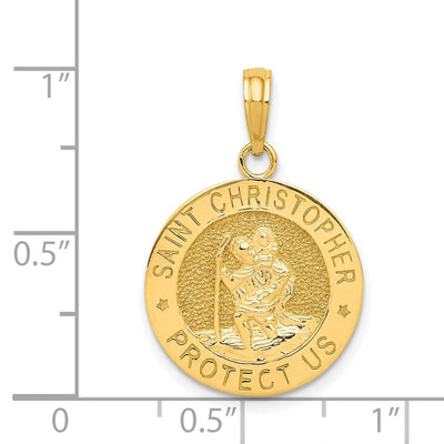 14K Saint Christopher Medal Pendant, 26 x 17.5mm