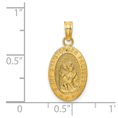 14K Saint Christopher Medal Pendant, 22 x 11mm
