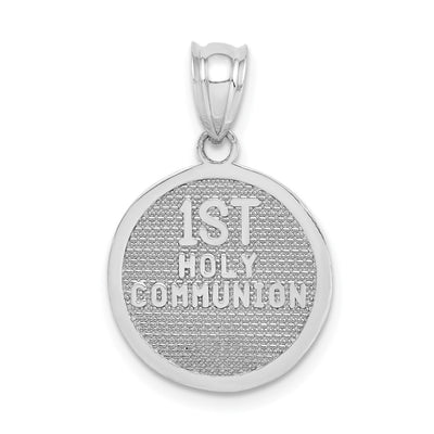 14K White Gold Reversible Cross & 1st Holy Communion Charm