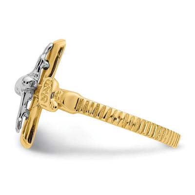 14K Two-tone Polished INRI Crucifix Ring