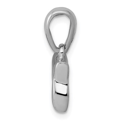14K White Gold Chai Life Pendant, 18 x 13mm