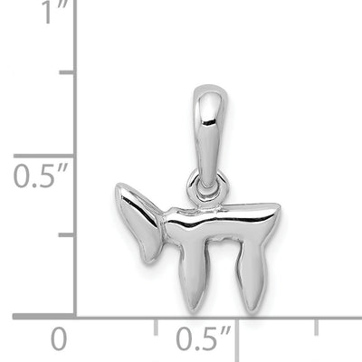 14K White Gold Chai Life Pendant, 18 x 13mm