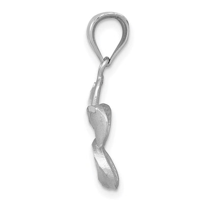 14K Yellow Gold Dipped in White Rhodium Satin D/C Plumeria Charm