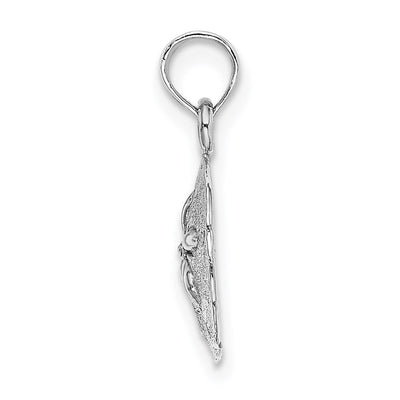 14K White Gold Polished Sand Dollar Pendant, 19 x 11.45mm