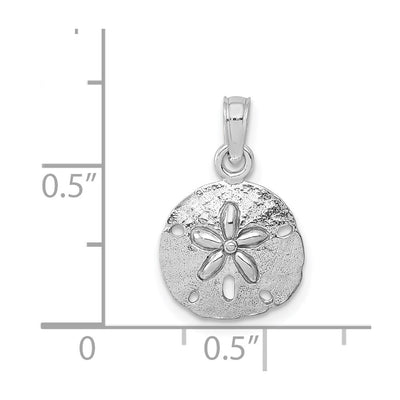 14K White Gold Polished Sand Dollar Pendant, 19 x 11.45mm