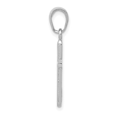 14K White Gold Polished Cross With Striped Border Pendant, 23 x 11mm