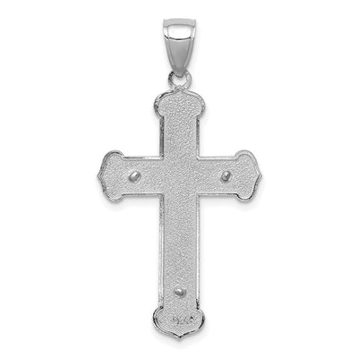 14K White Gold Polished Crucifix Pendant, 39 x 20mm