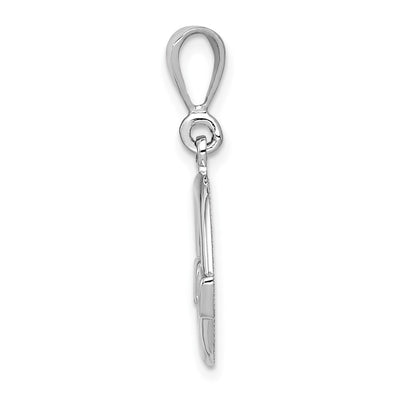14K White Gold Claddagh Charm, 26 x 17mm