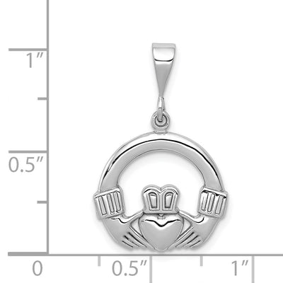 14K White Gold Claddagh Charm, 26 x 17mm