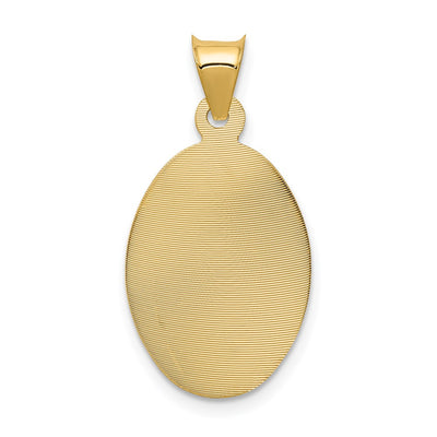 14K w/Rose and White Rhodium D/C Corpus Oval Pendant, 25.5 x 13mm