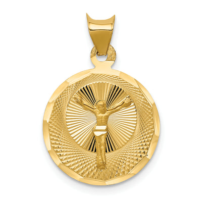 14K Polished D/C Corpus Circle Pendant, 23.5 x 16mm