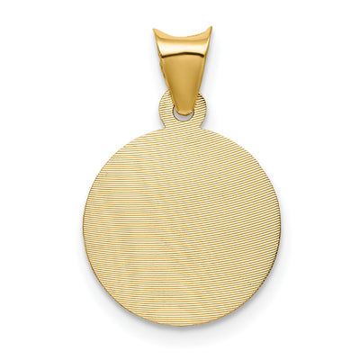 14K Polished D/C Corpus Circle Pendant, 20 x 13mm