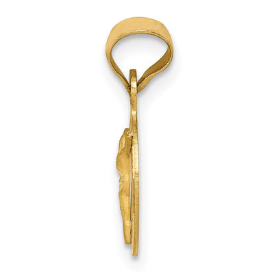14K Polished D/C Corpus Circle Pendant, 17 x 10.5mm