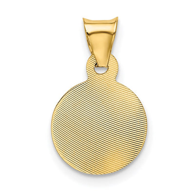 14K Polished D/C Corpus Circle Pendant, 17 x 10.5mm