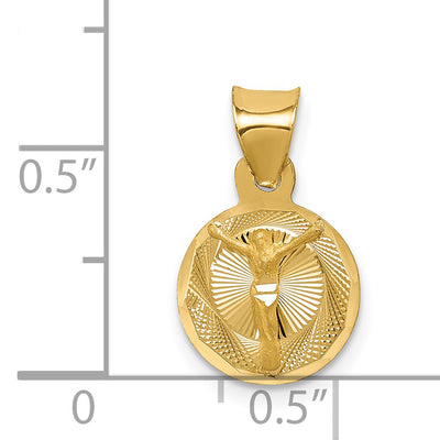 14K Polished D/C Corpus Circle Pendant, 17 x 10.5mm