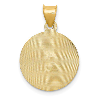 14K w/Rose and White Rhodium D/C Corpus Circle Pendant, 22 x 16mm