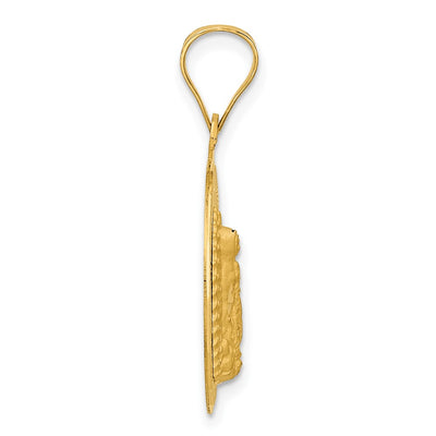14K Polished D/C Lady Of Guadalupe Circle Pendant, 28.5 x 19.75mm