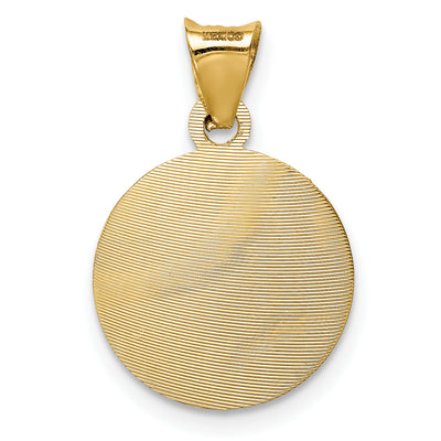 14K w/Rhodium Polished D/C Lady Of Guadalupe Circle Pendant, 19.3 x 13.5mm