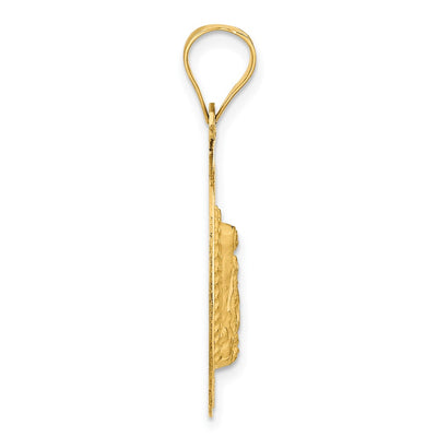 14K Polished D/C Lady Of Guadalupe Circle Pendant, 33 x 23.5mm