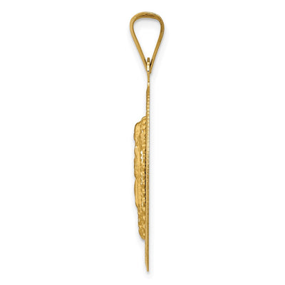 14K Polished D/C Lady Of Guadalupe Oval Pendant, 34 x 18mm