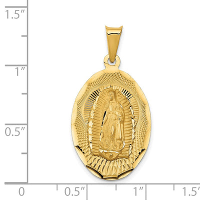 14K Polished D/C Lady Of Guadalupe Oval Pendant, 34 x 18mm