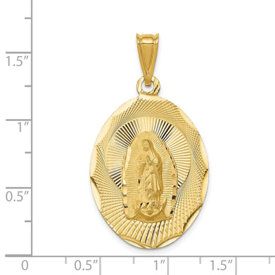 14K Polished D/C Lady Of Guadalupe Oval Pendant, 41 x 22.8mm
