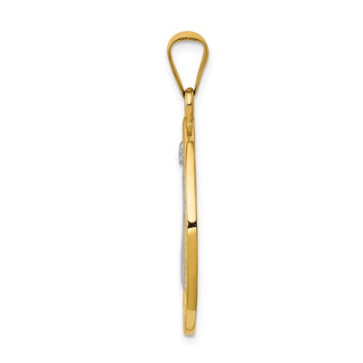 14K With Rhodium Circle St. Benedict Medal Pendant, 34.5 x 24.8mm