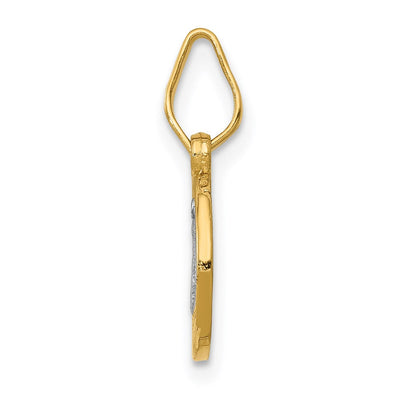 14K With Rhodium Circle St. Benedict Medal Pendant, 17.75 x 10mm