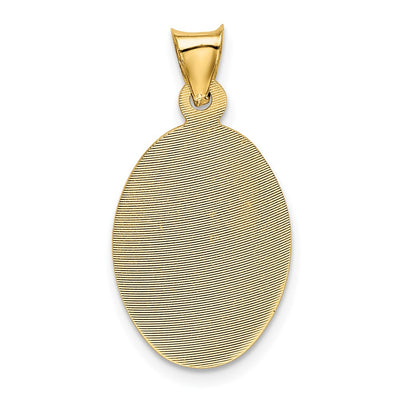 14K w/Rose and White Rhodium D/C Baptism Oval Pendant