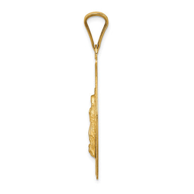 14K w/Rhodium D/C Lady Of Guadalupe Oval Pendant, 41.6 x 22.45mm