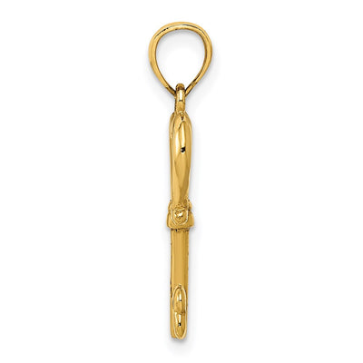 14K Polished 3D Heart Key Pendant