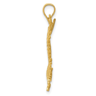 14K Polished and Diamond-cut Eagle Pendant