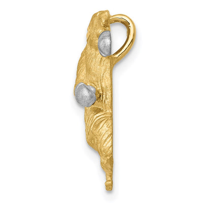 14K w/White Rhodium Satin D/C Boxing Bear Chain Slide