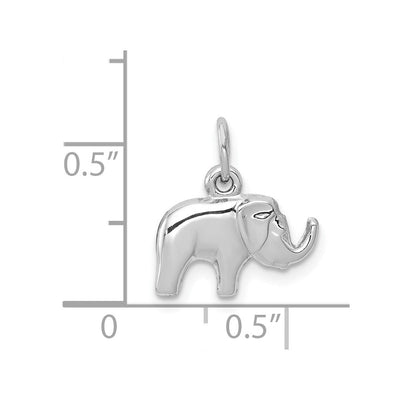 14K White Gold Elephant Charm, 14 x 13mm