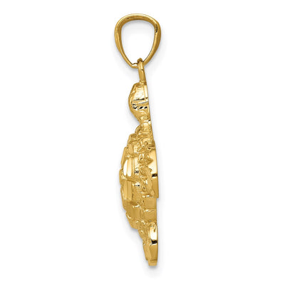 14K Diamond-cut Polished Sea Turtle Pendant
