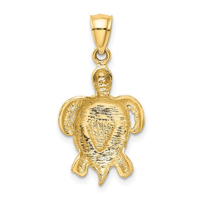 14K Polished Created Blue Opal Turtle Pendant