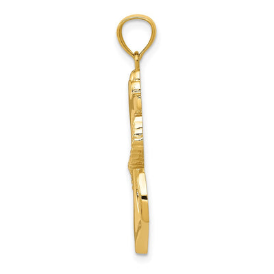 14K Polished Anchor w/Rope Pendant