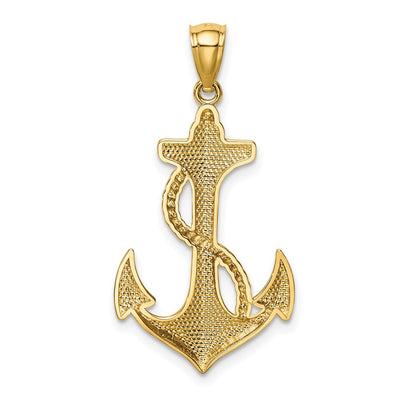 14K Polished Anchor w/Rope Pendant