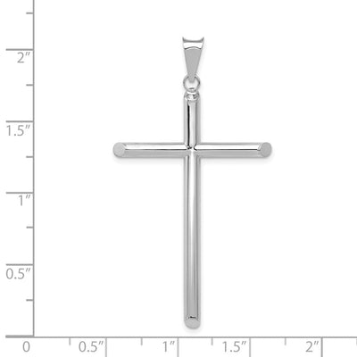 14K White Gold Polished Tube Cross Pendant, 52.68 x 28.91mm