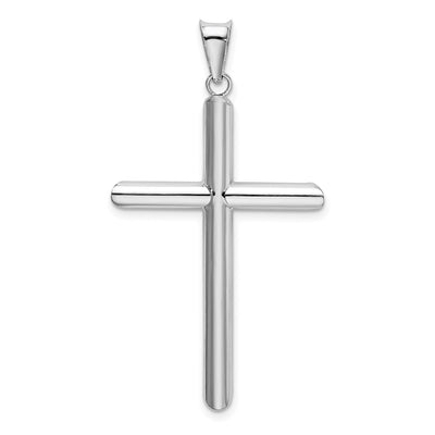 14K White Gold Polished Tube Cross Pendant, 46.83 x 24.3mm