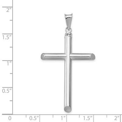 14K White Gold Polished Tube Cross Pendant, 46.83 x 24.3mm