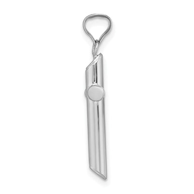 14K White Gold Polished Tube Cross Pendant, 30 x 14.7mm
