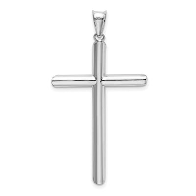 14K White Gold Polished Tube Cross Pendant, 50.63 x 27.5mm