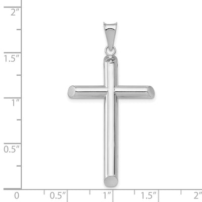 14K White Gold Polished Tube Cross Pendant, 50.63 x 27.5mm